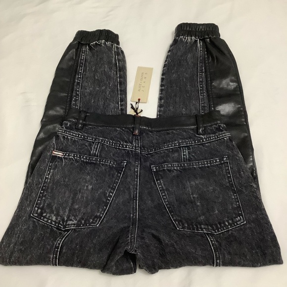 Alice + Olívia Jenny Vegan Leather Combo Jeans size 26 NWT (W629) - Picture 5 of 16